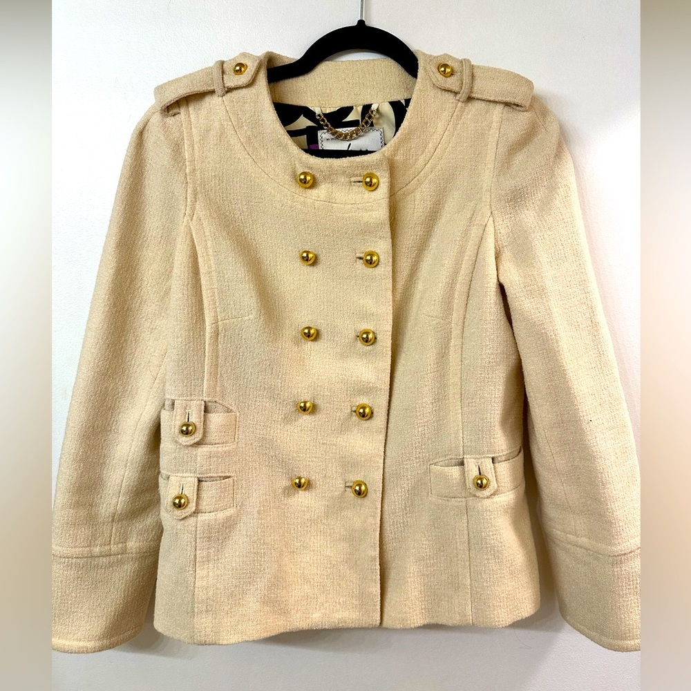 Molly cream military jacket with gold buttons